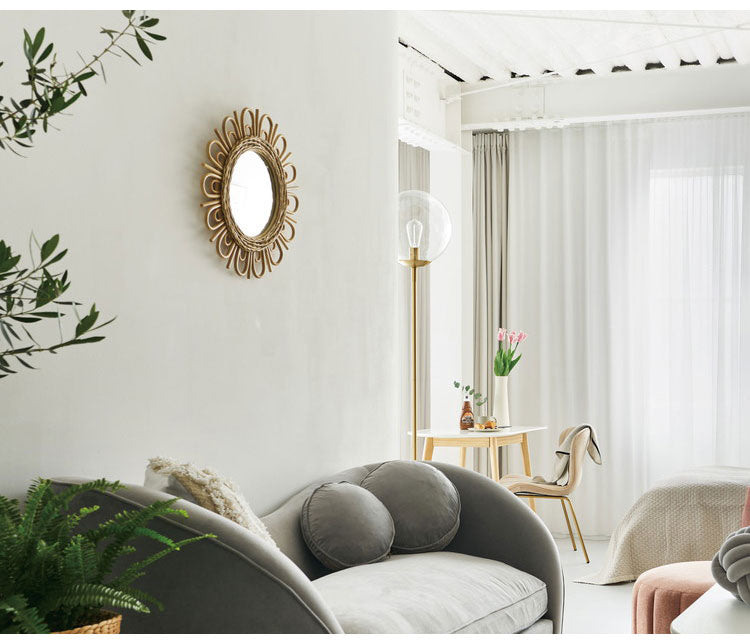 籐 ラタンフレーム 回転式 スタンドミラー 姿見鏡 全身鏡 回転鏡 回転