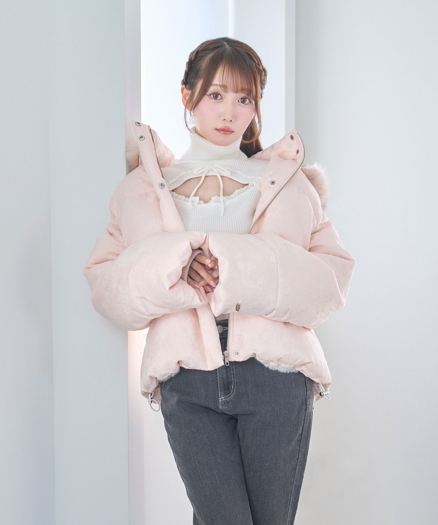 Jaquard mid-length down coat – BUNNY APARTMENT