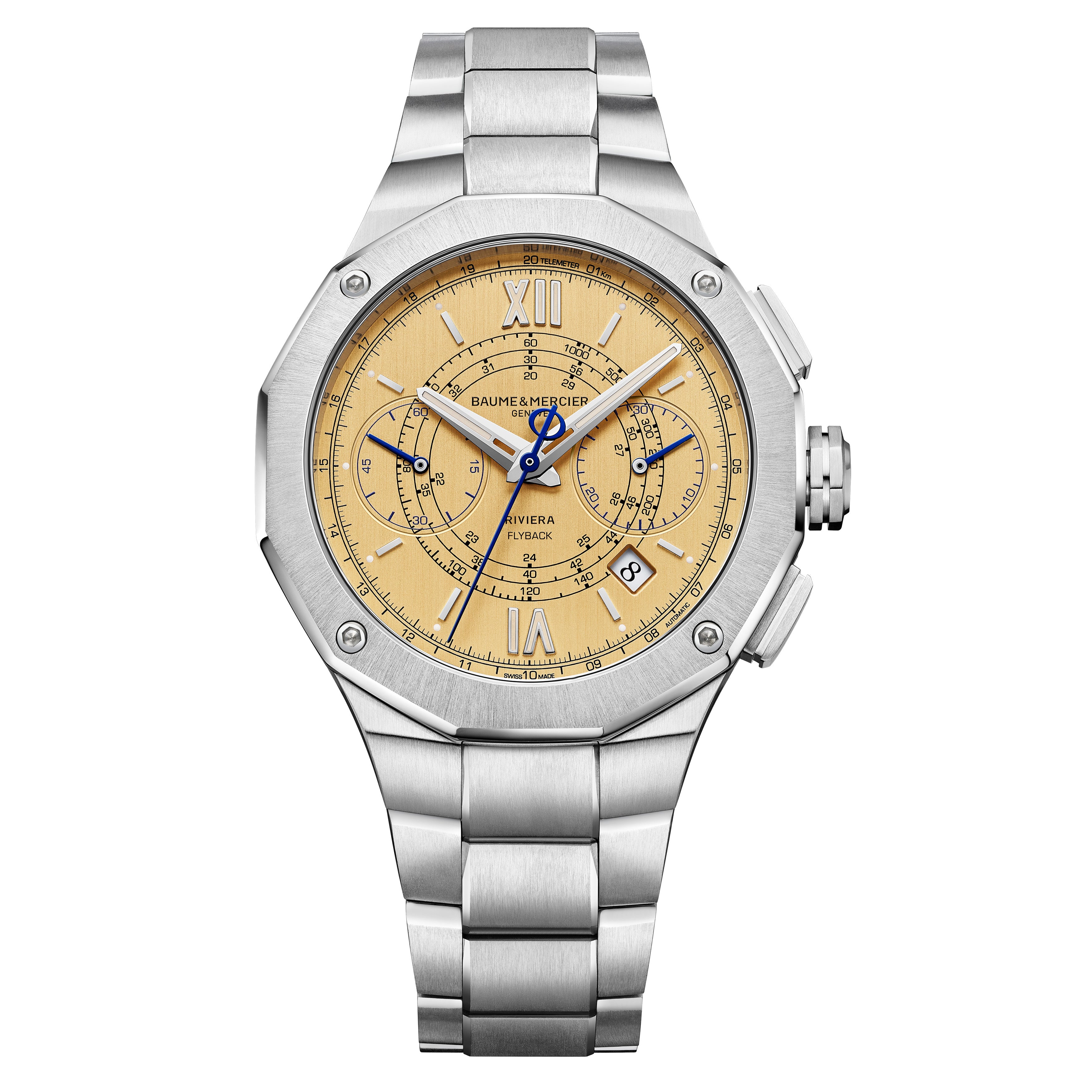 Baume & Mercier Riviera Chronograph Flyback Watch, 41mm Gold Dial