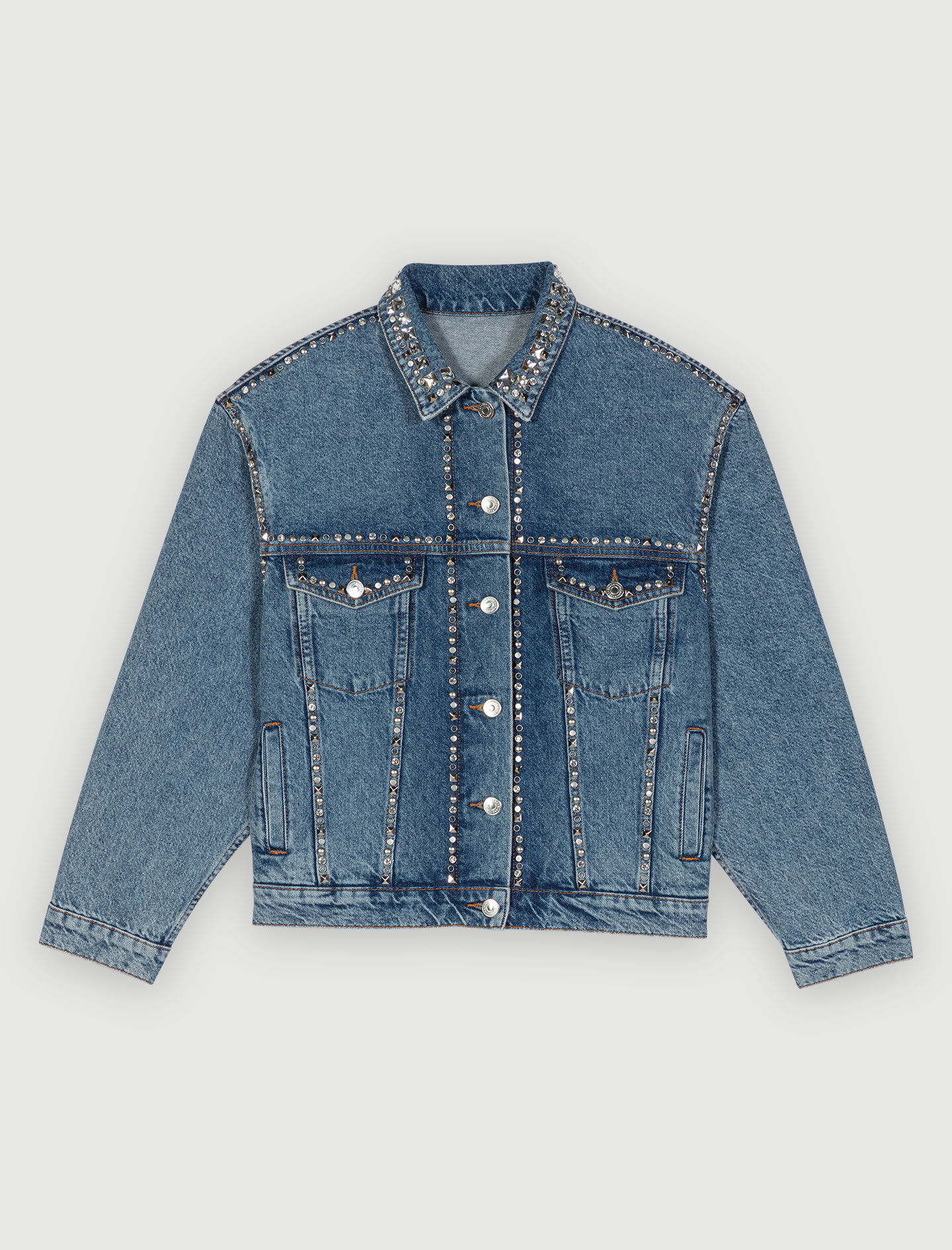 Denim jacket with rhinestones