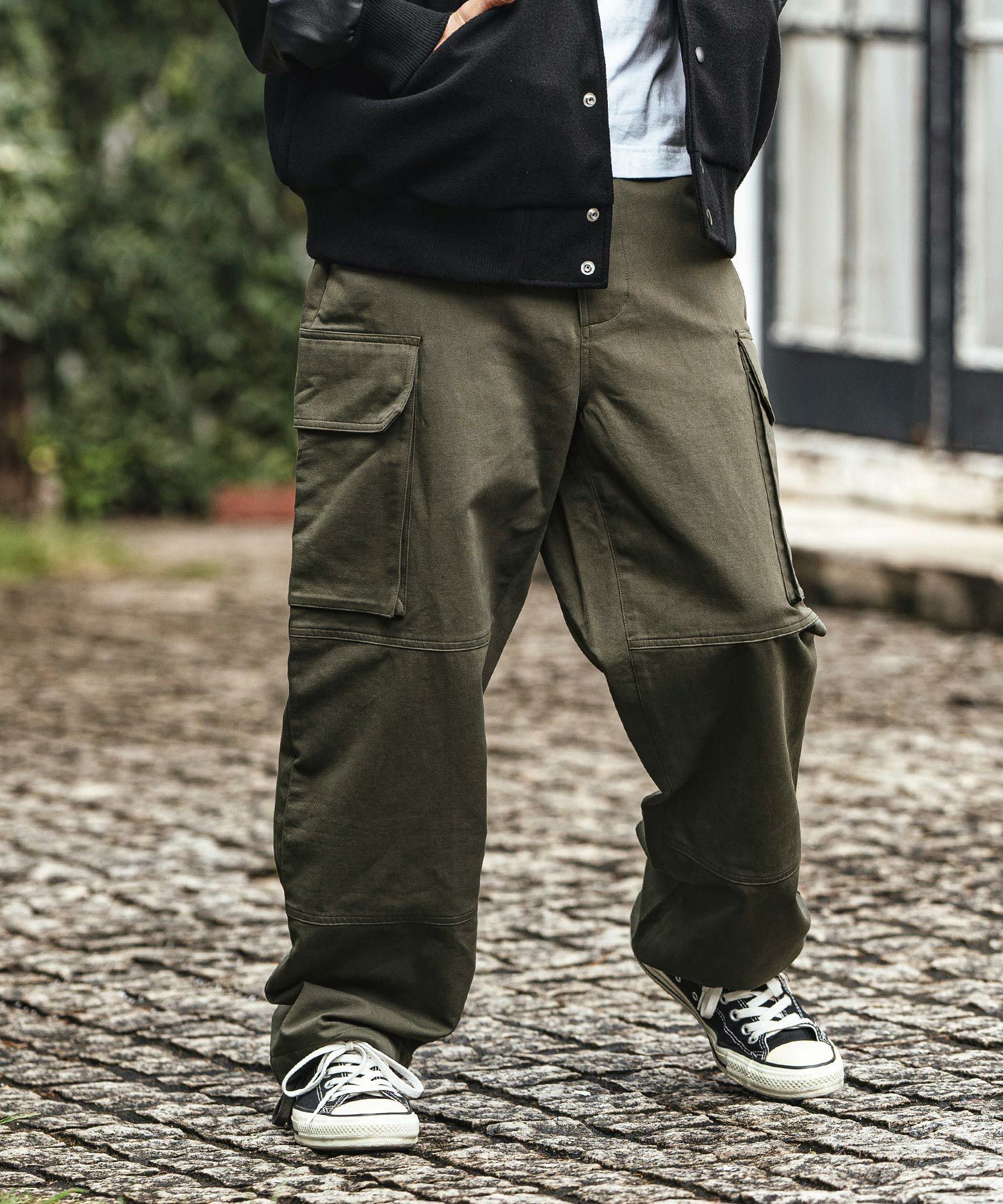 50%OFF【CAMBIO(カンビオ)】Back Satin Wide Straight Cargo Pants