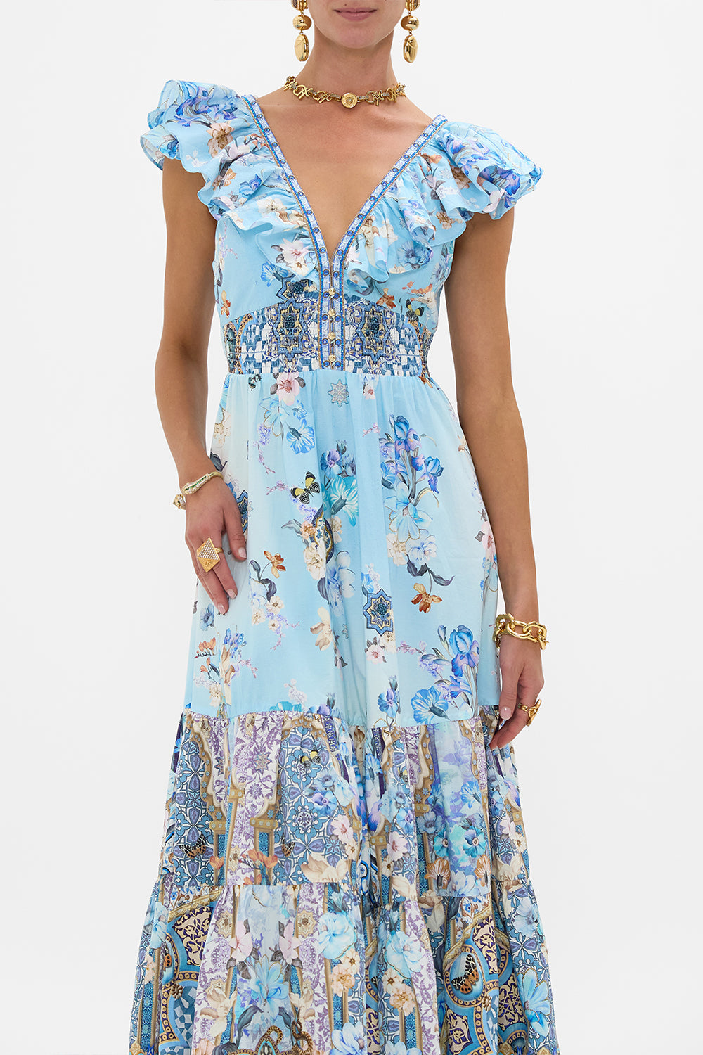 The Al Manial Palace Memoirs Tiered Dress With Neck Frill