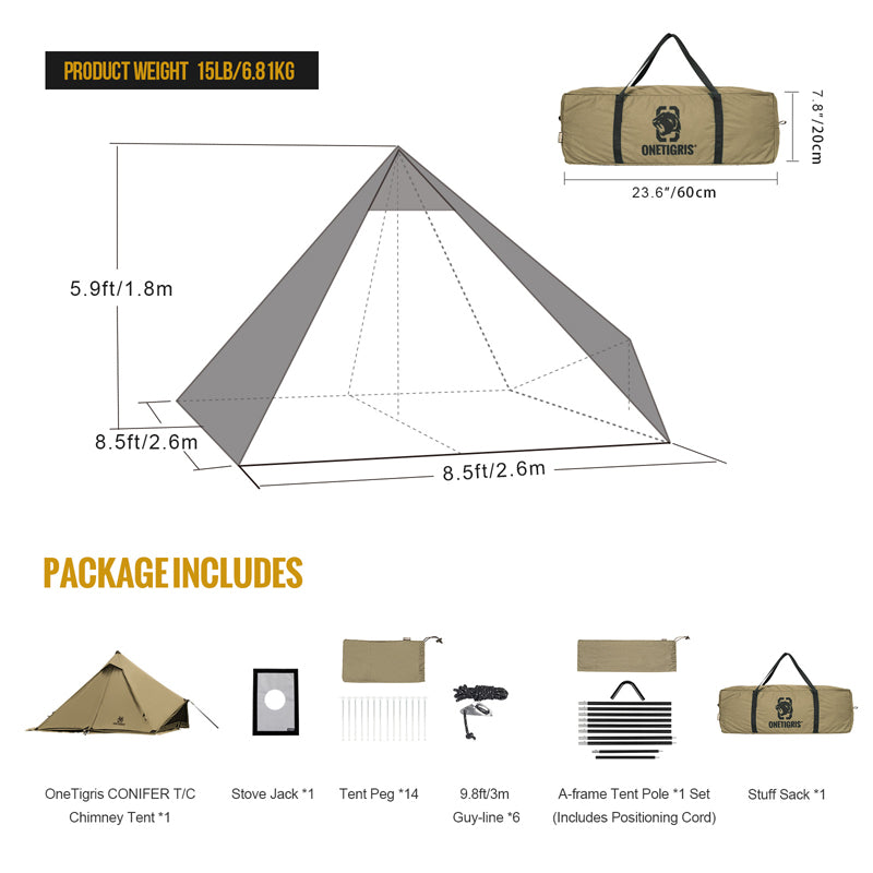 CONIFER T/C Chimney Tent – OneTigris Camping