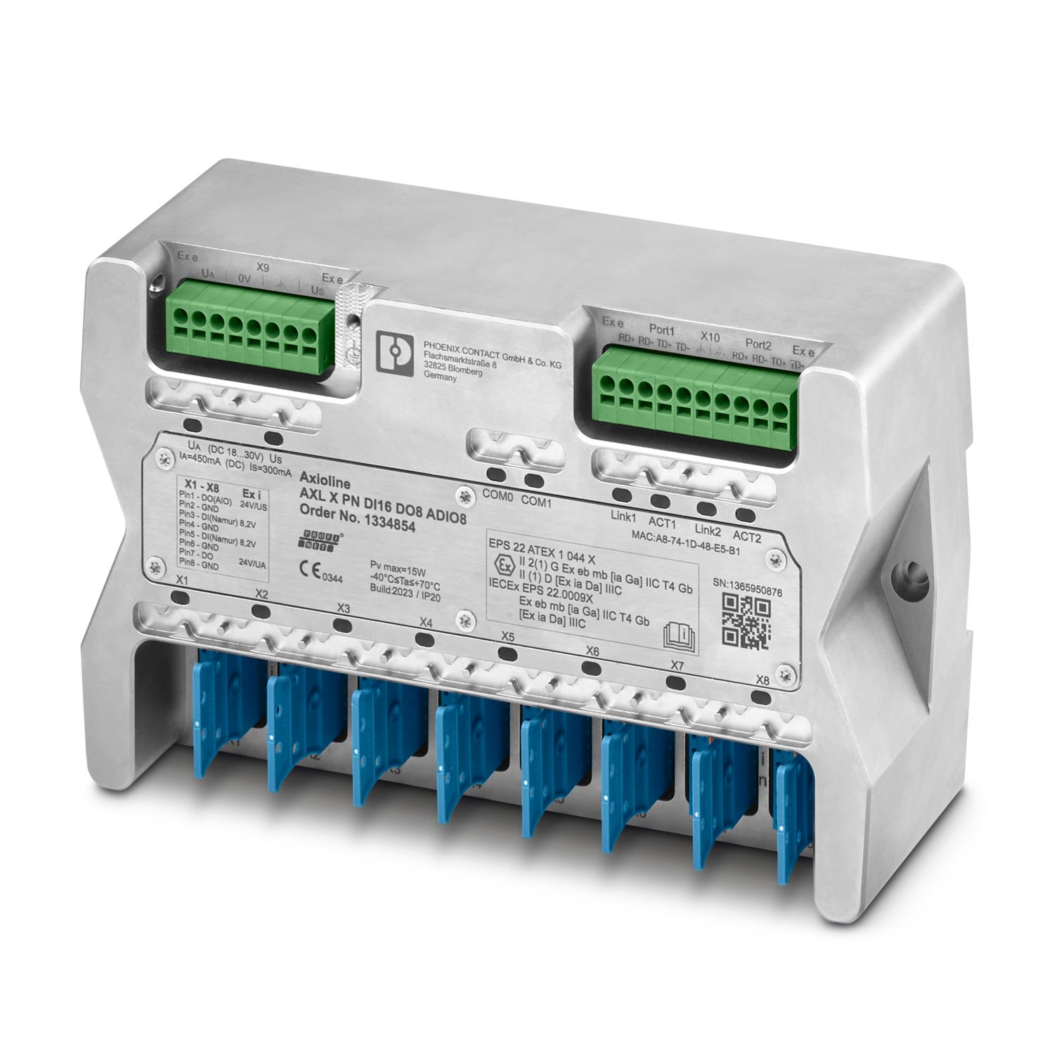 AXL X PN DI16 DO8 ADIO8 ENC - Digital module - 1371410 | Phoenix