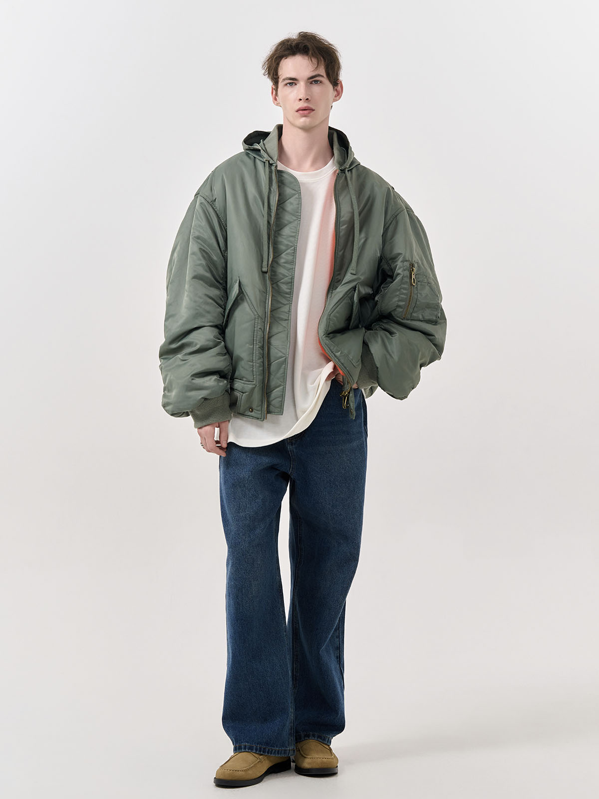 GENERAL IDEA] UNISEX オーバーサイズMA-1フライトジャケット [KHAKI]