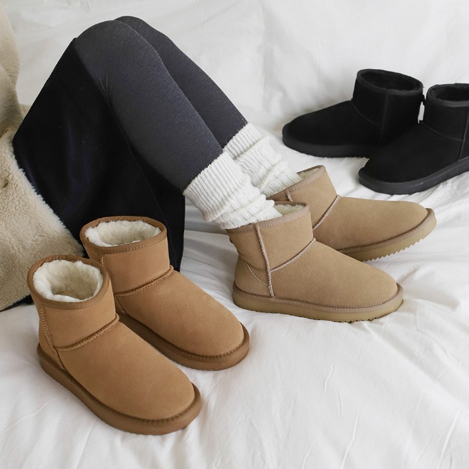 Jenri Natural leather fur inside Fleece Boots (3cm) | SAPPUN