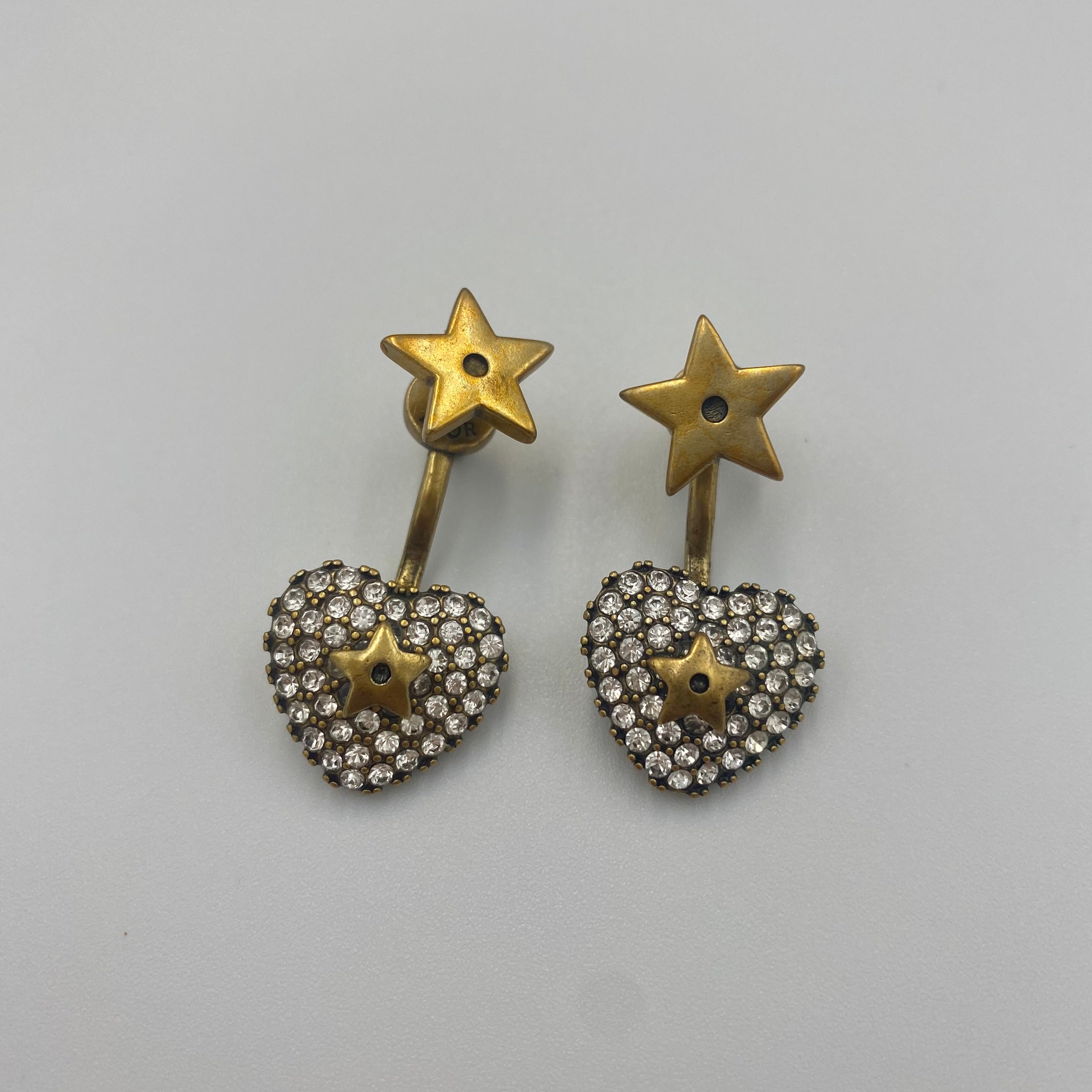 Dior スター ハート ラインストーン ピアス