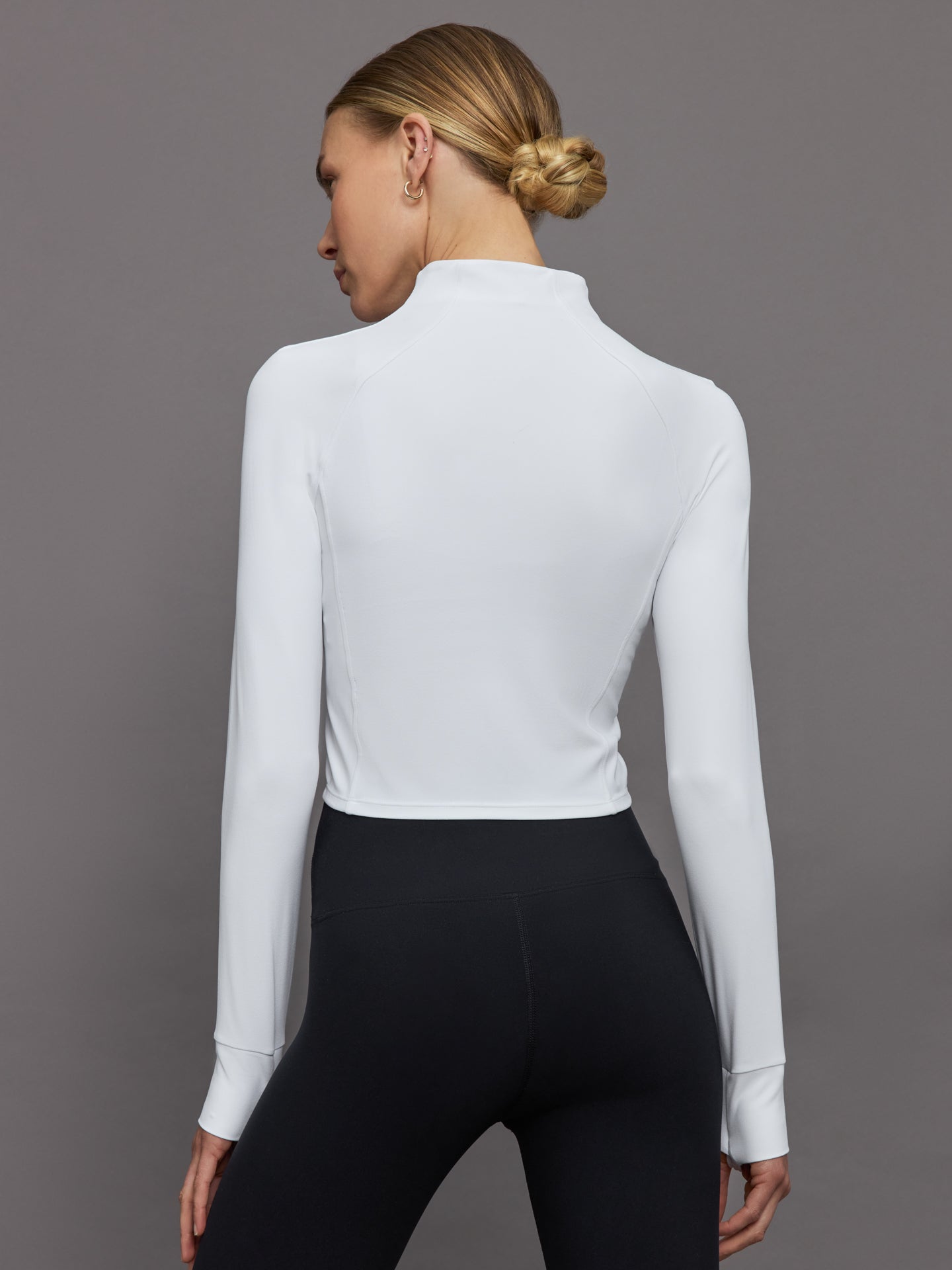 Mock Neck Corset Zip Top in Melt - White – Carbon38