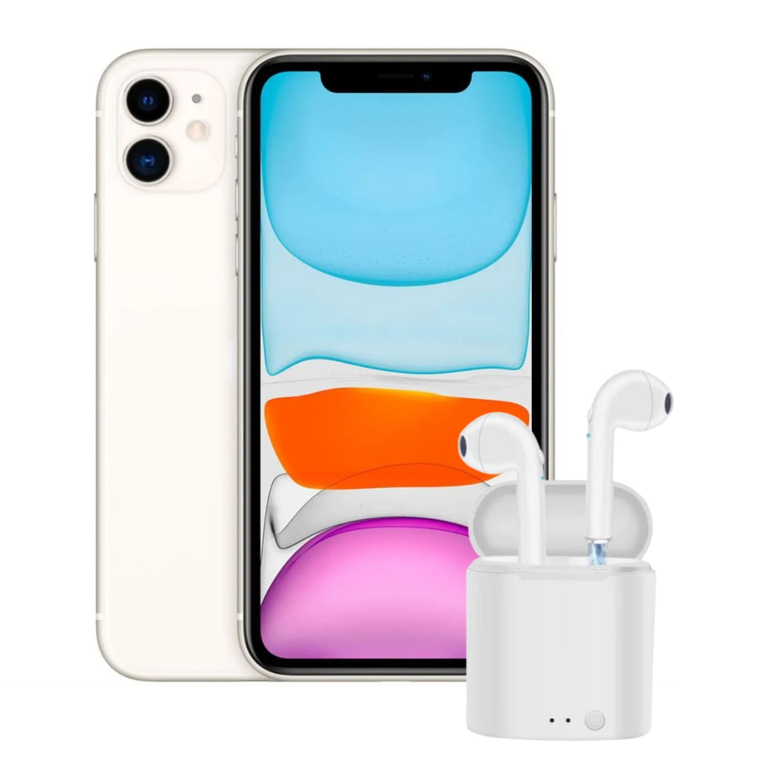 Aparelho iPhone 11 Branco Apple 128GB Vitrine/Semi-Novo e Fone Sem