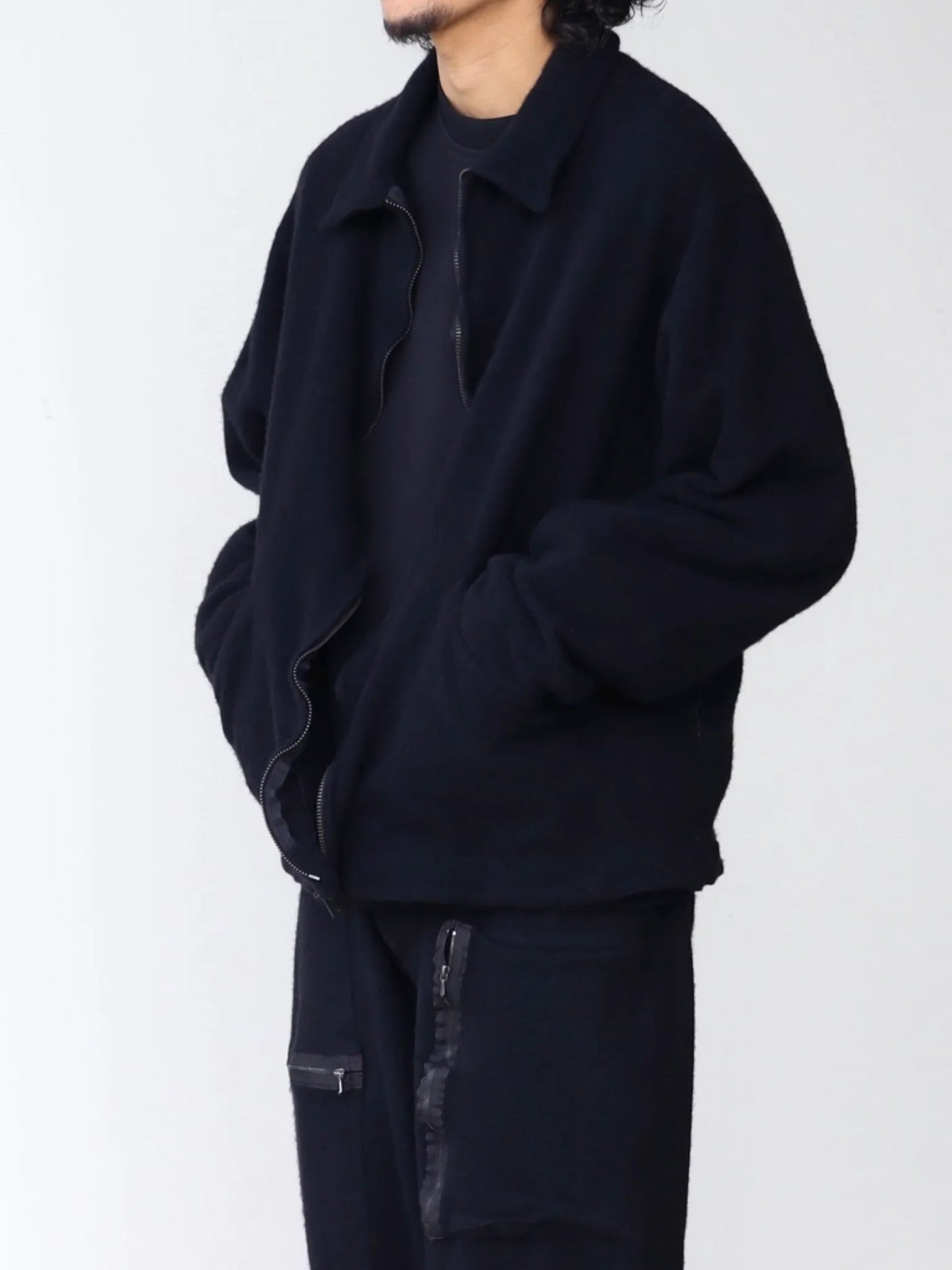 COMOLI 縮絨ウール ジップショートジャケット BLACK | CASANOVA&CO