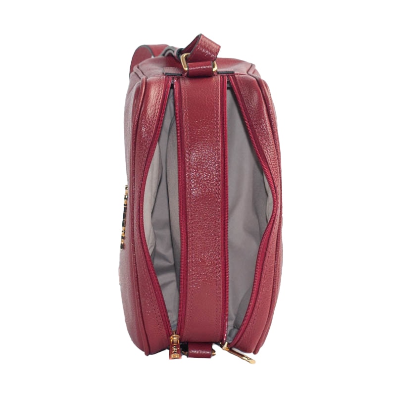 Bolsa Tiracolo Média de Couro Floter Cavezzale Cereja 105052