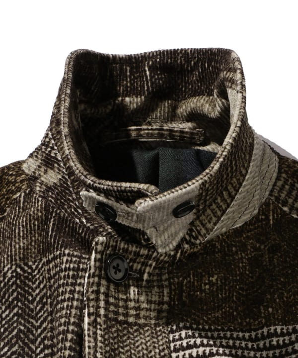 BEAMS PLUS＞コーデュロイ パッチワークプリント バルカラーコート