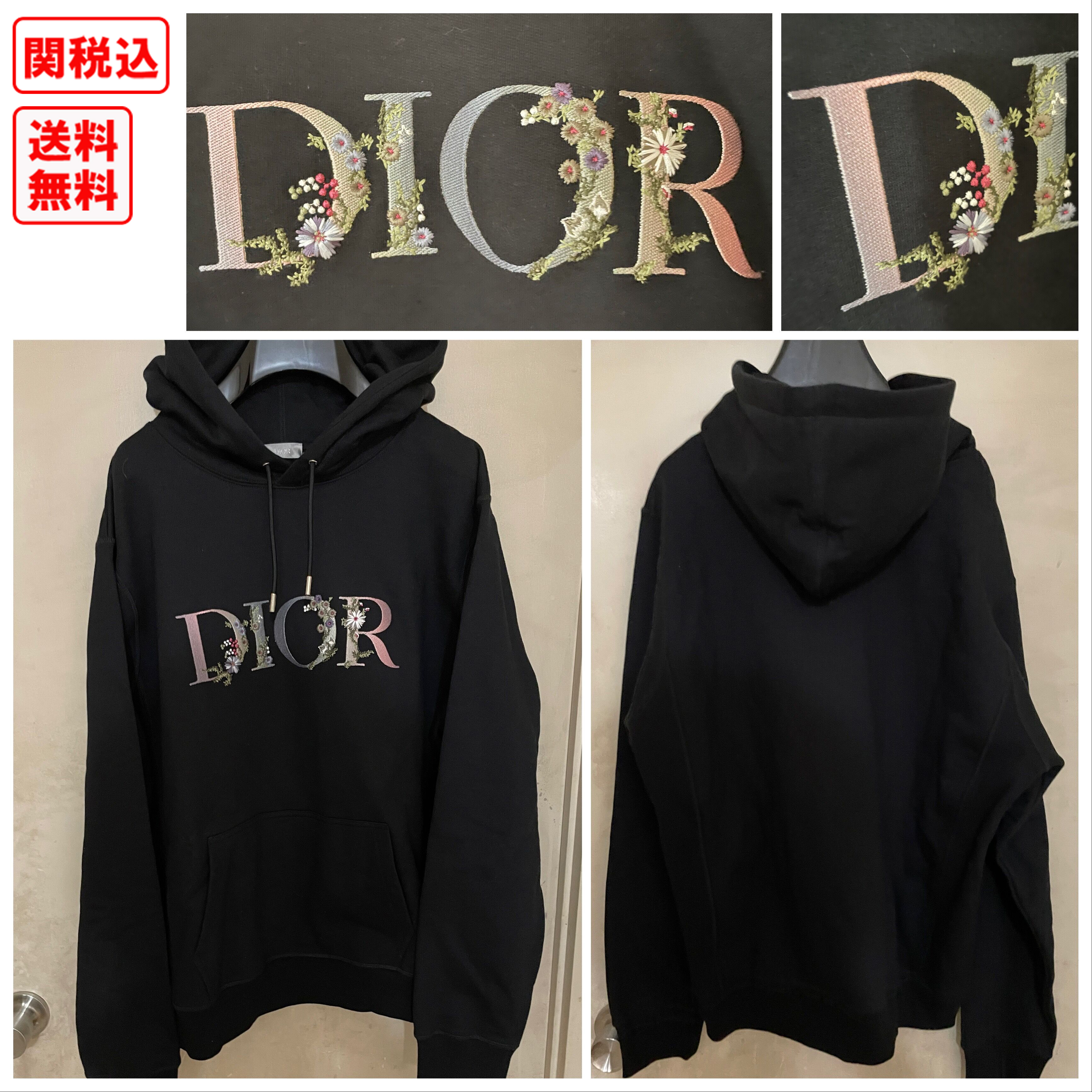 関税・送料込 DIOR FLOWERS ブランドロゴ 刺繍パーカー (Dior/パーカー