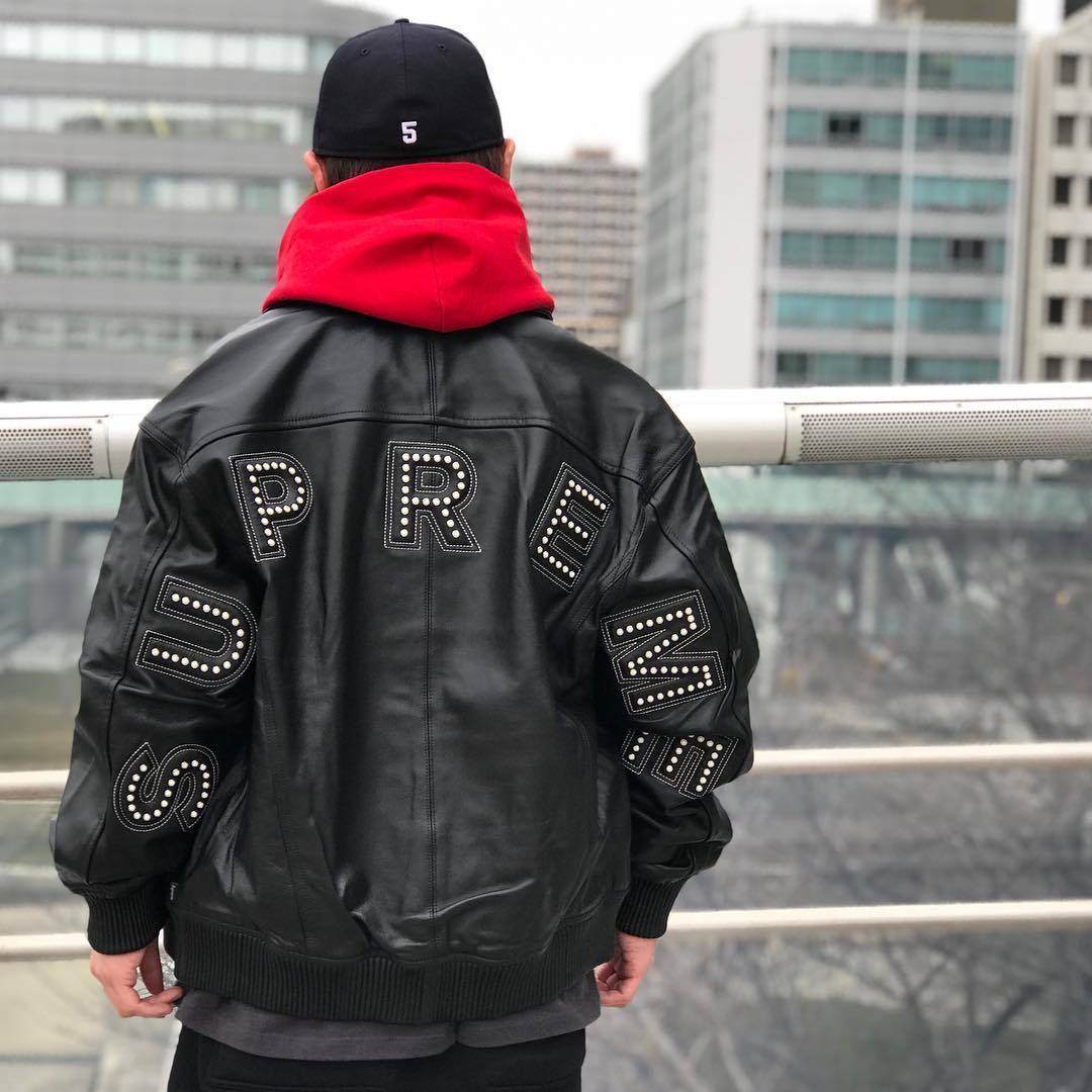 Supreme Studded Arc Logo Leather Jacket シュプリーム レザー