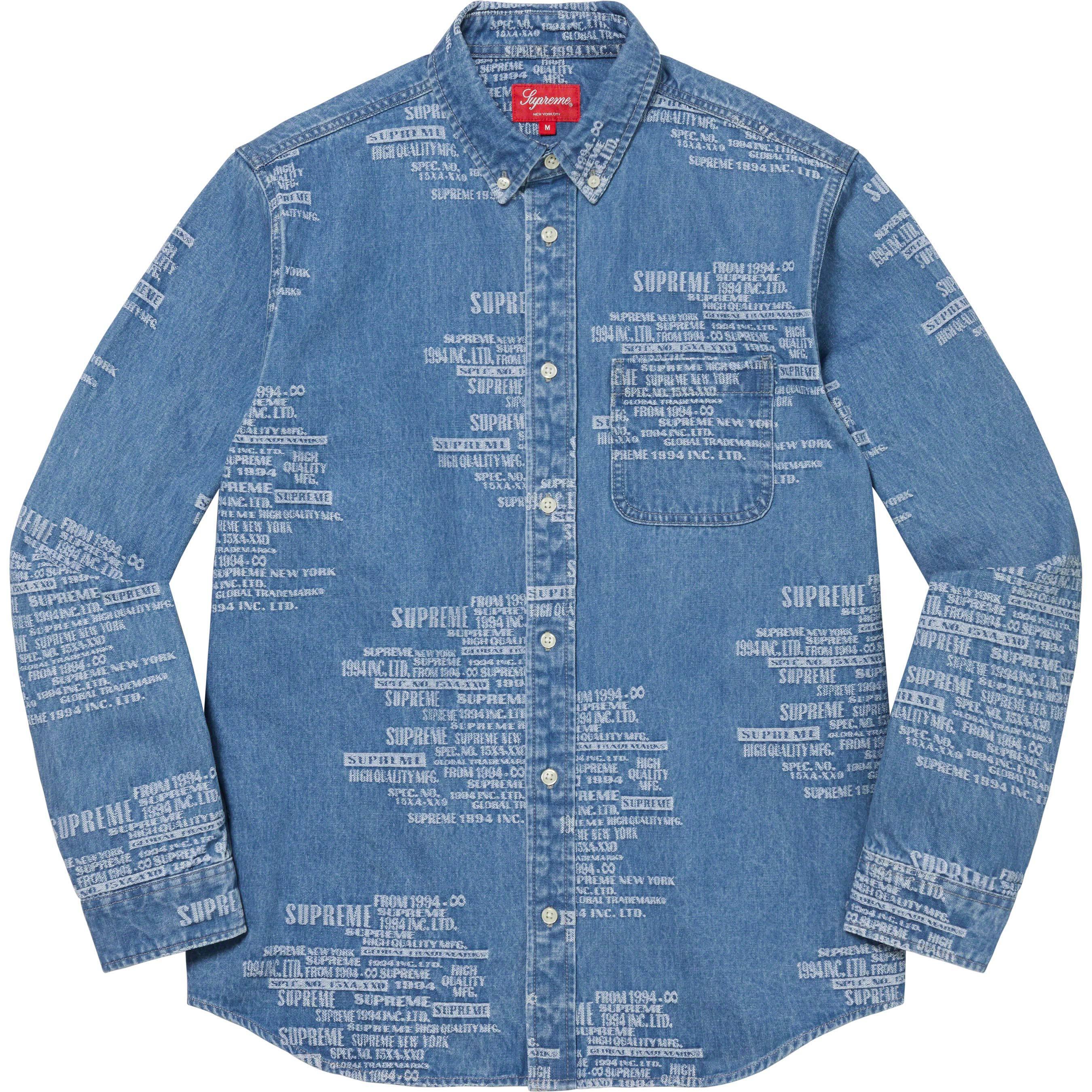 SS23 Supreme Trademark Jacquard Denim Shirt - デニム シャツ