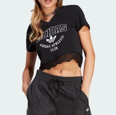 可愛い☆ADIDAS☆クロップド レースTシャツ (adidas/Tシャツ