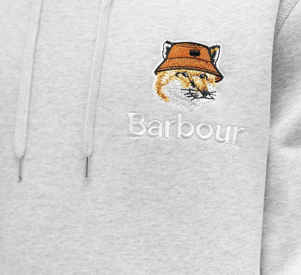 ☆人気☆BARBOUR X Maison Kitsune FOX HEAD HOODIE (MAISON KITSUNE
