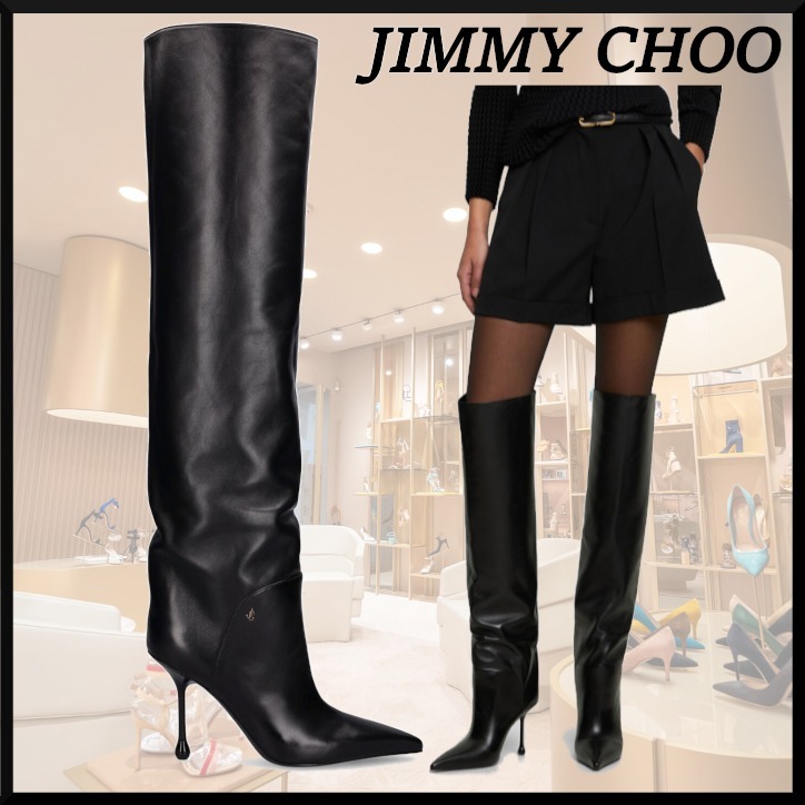 JIMMY CHOO】Cycas Knee Boot 95 レザー ニーハイブーツ (Jimmy Choo