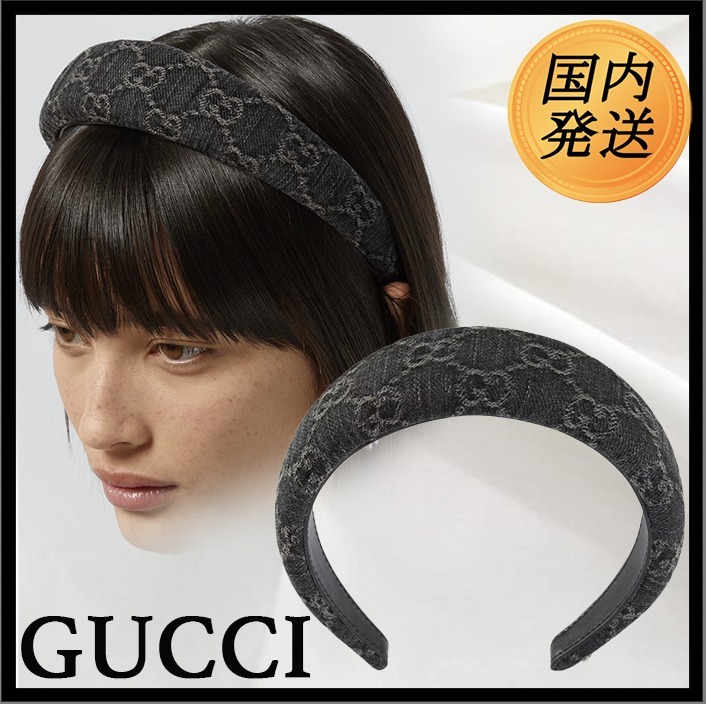 ギフトにも♪【国内発送☆GUCCI】GGデニム ヘアバンド ロゴ (GUCCI
