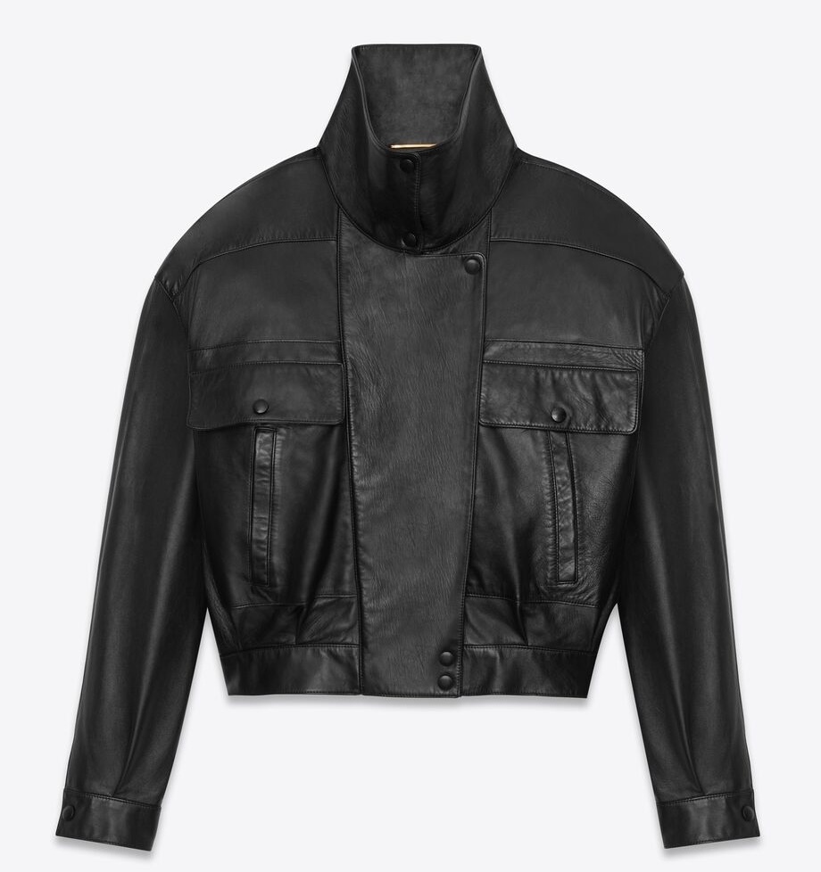 Saint Laurent《ボンバージャケット》ラムスキン ブラック 直営 (Saint