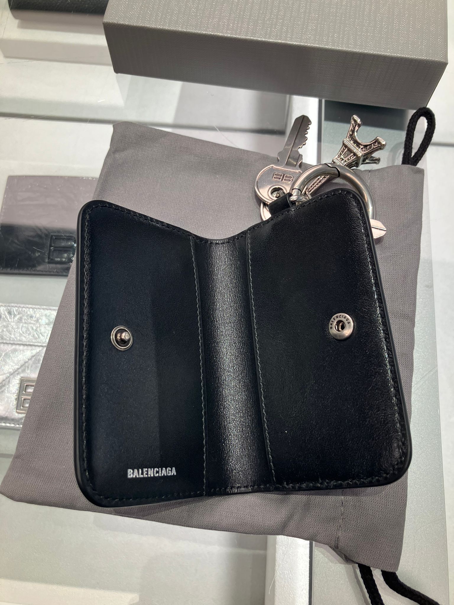 BALENCIAGA Ledger Stax カードホルダー ケース チャーム レザー