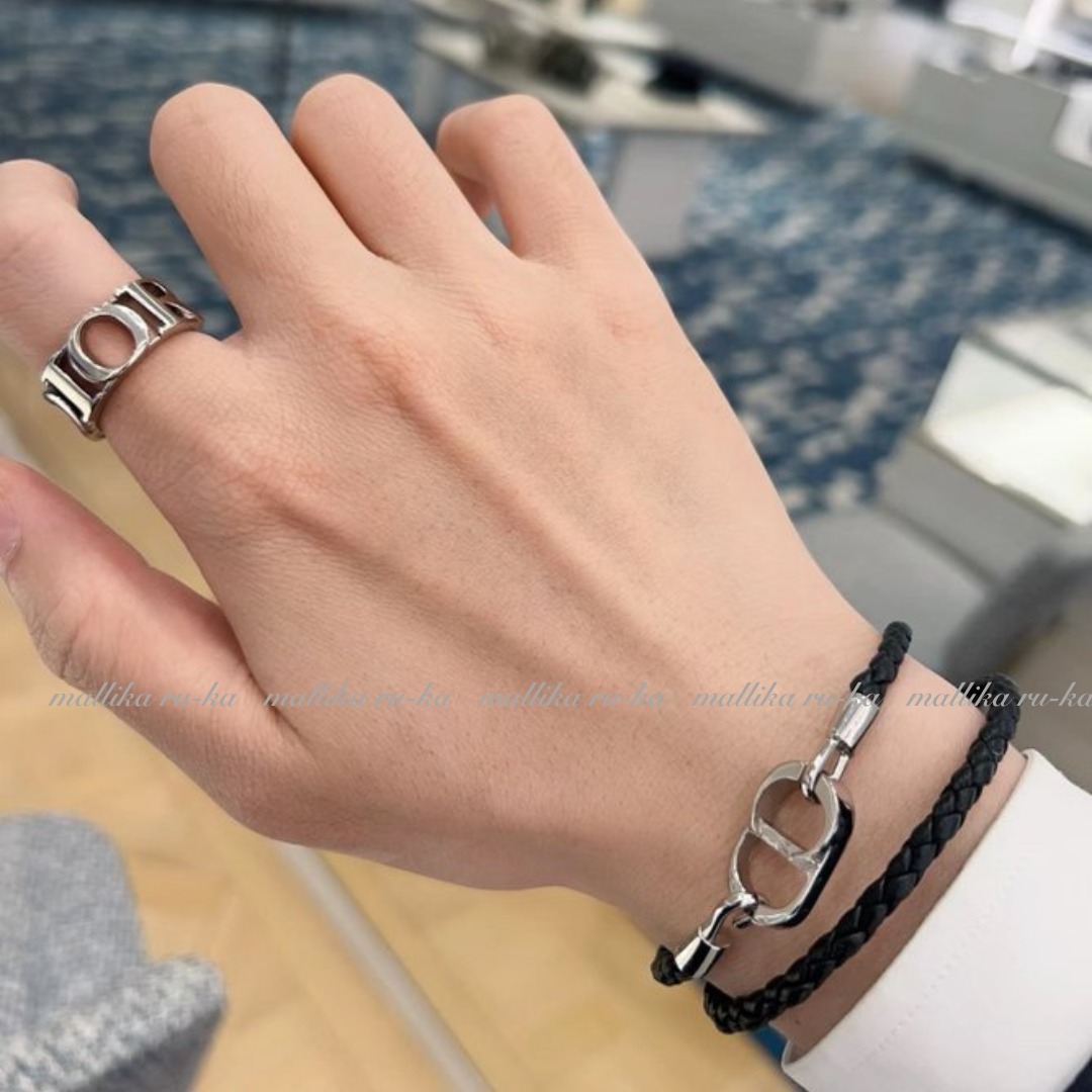 国内発【Dior】 CD Icon ブレイドレザー ダブルブレスレット (Dior