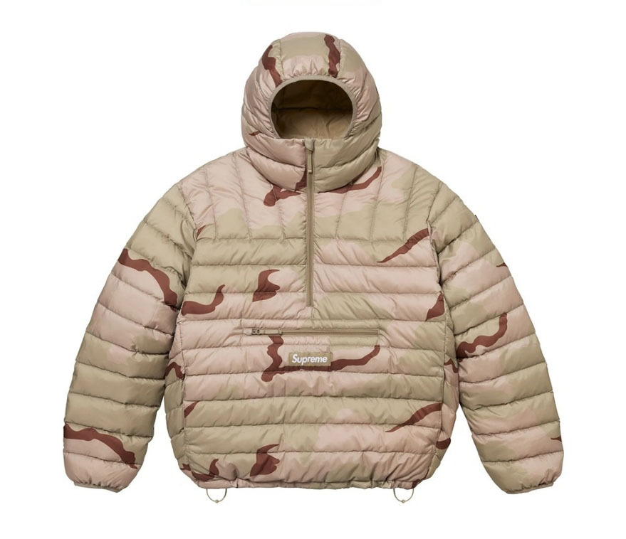 SUPREME】 MICRO DOWN HALF ZIP HOODED PULLOVER DESERT CAMO (Supreme