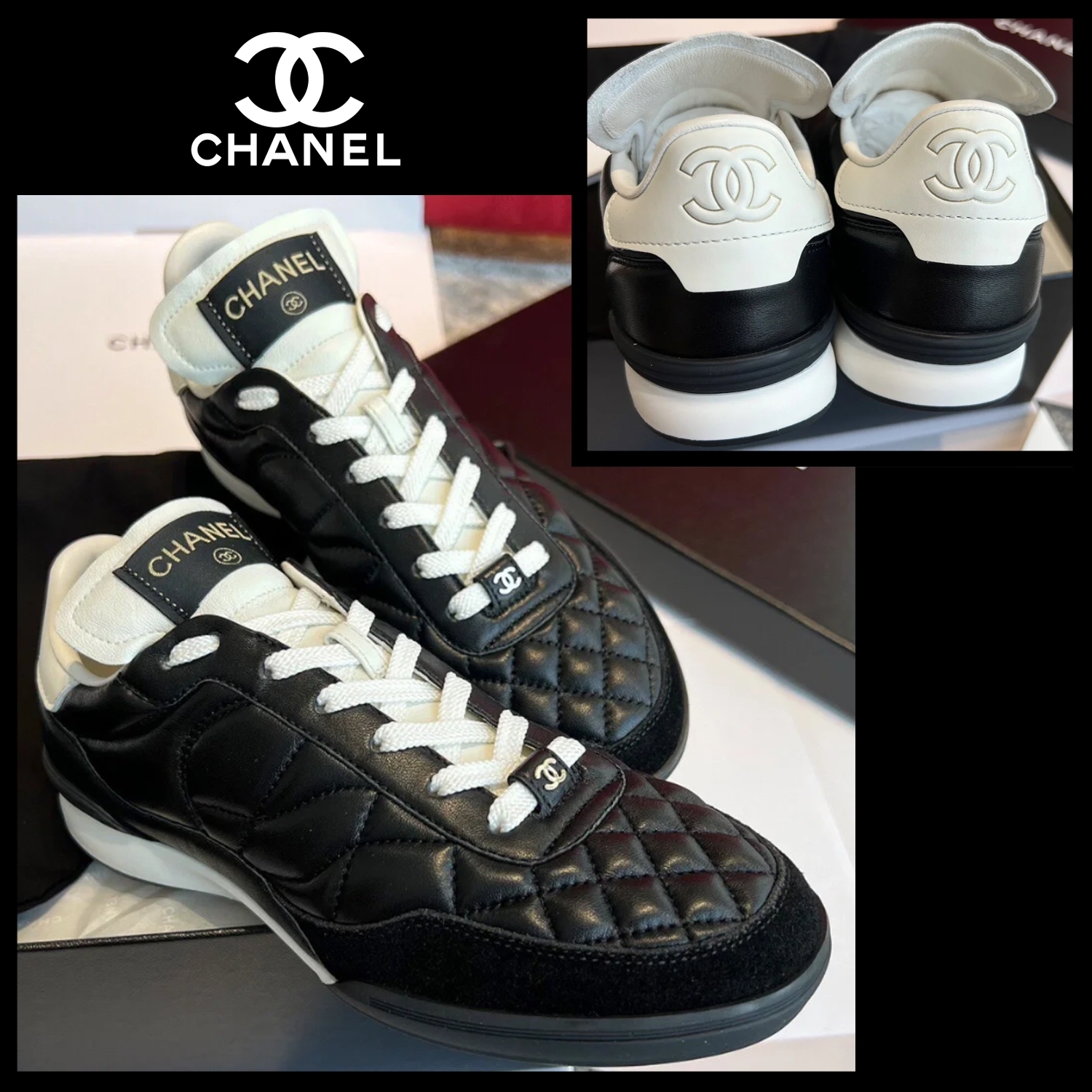 エレガントブラック♪【 CHANEL 】シャネル スニーカー 25C (CHANEL