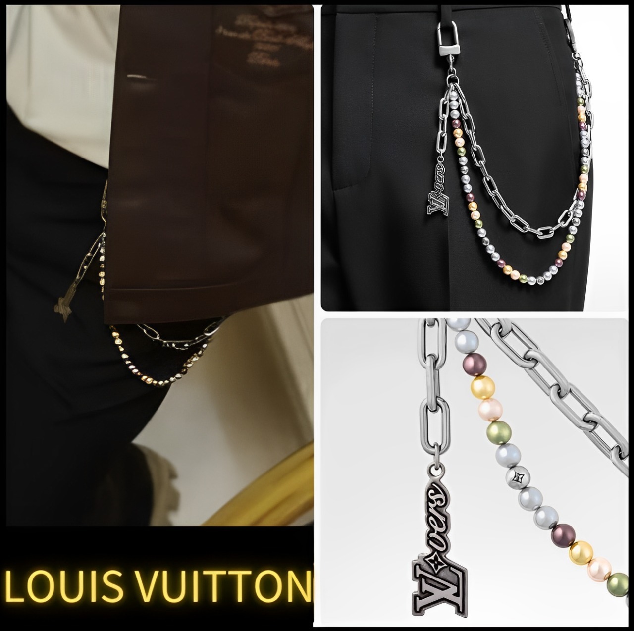 ◇平野紫耀着用◇LV バッグチャーム・チェーンベルト パール (Louis