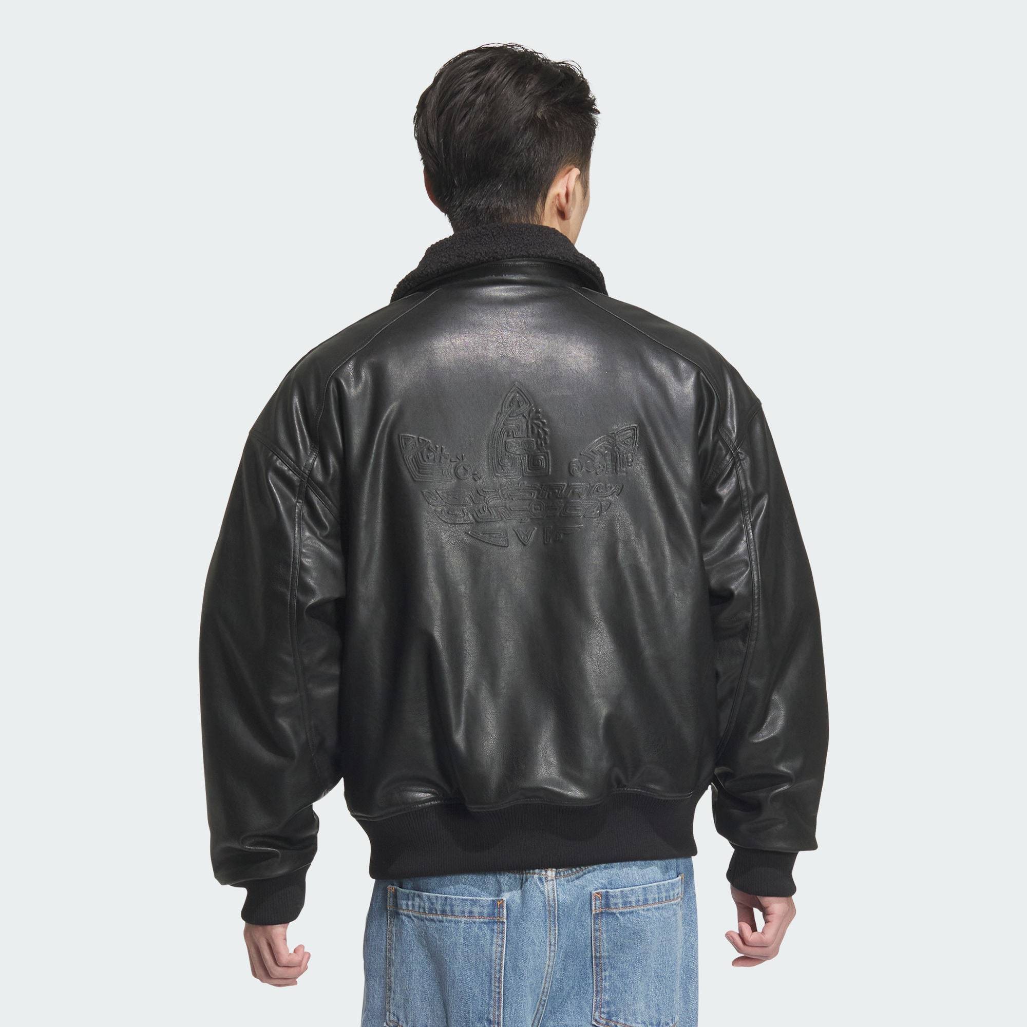 人気 adidas originals LNY PLEATHER フェイクレザージャケット