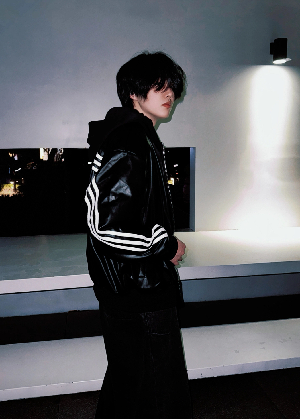 adidas】Originals ☆レザーHoodieジャケット☆旬映え (adidas/レザー