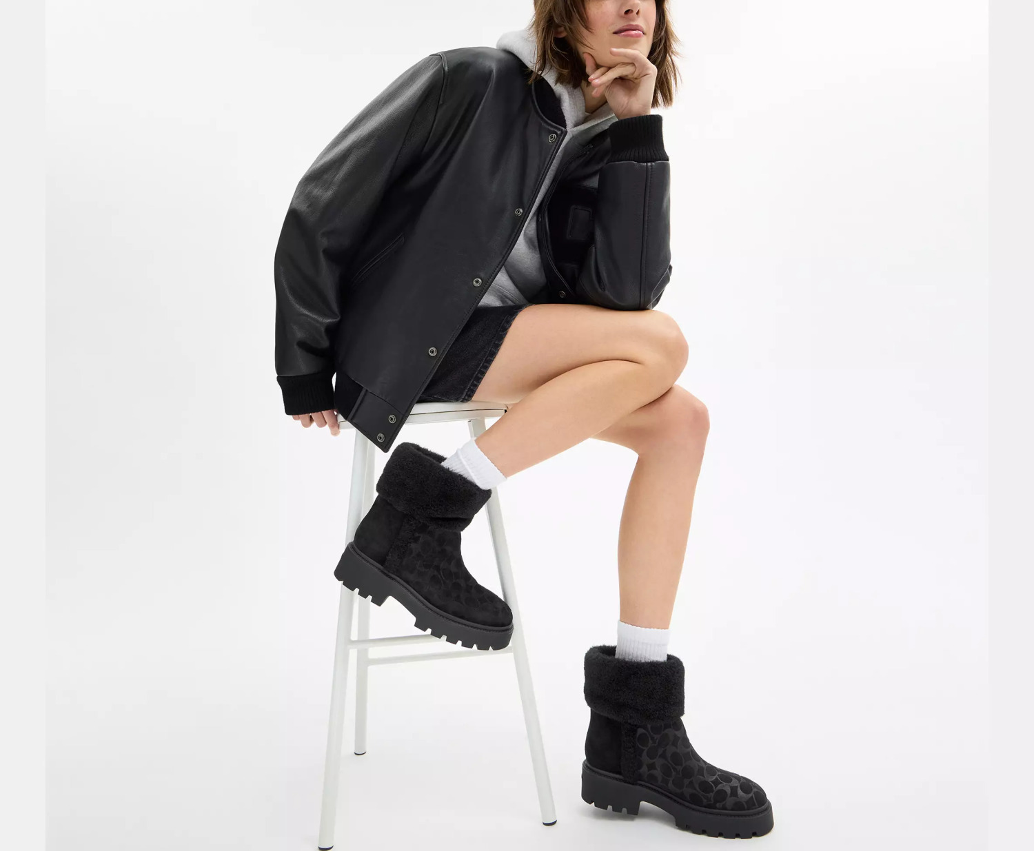 Coach】Chunky Sherpa Bootie In Signature Suede◇国内発送◇ (Coach