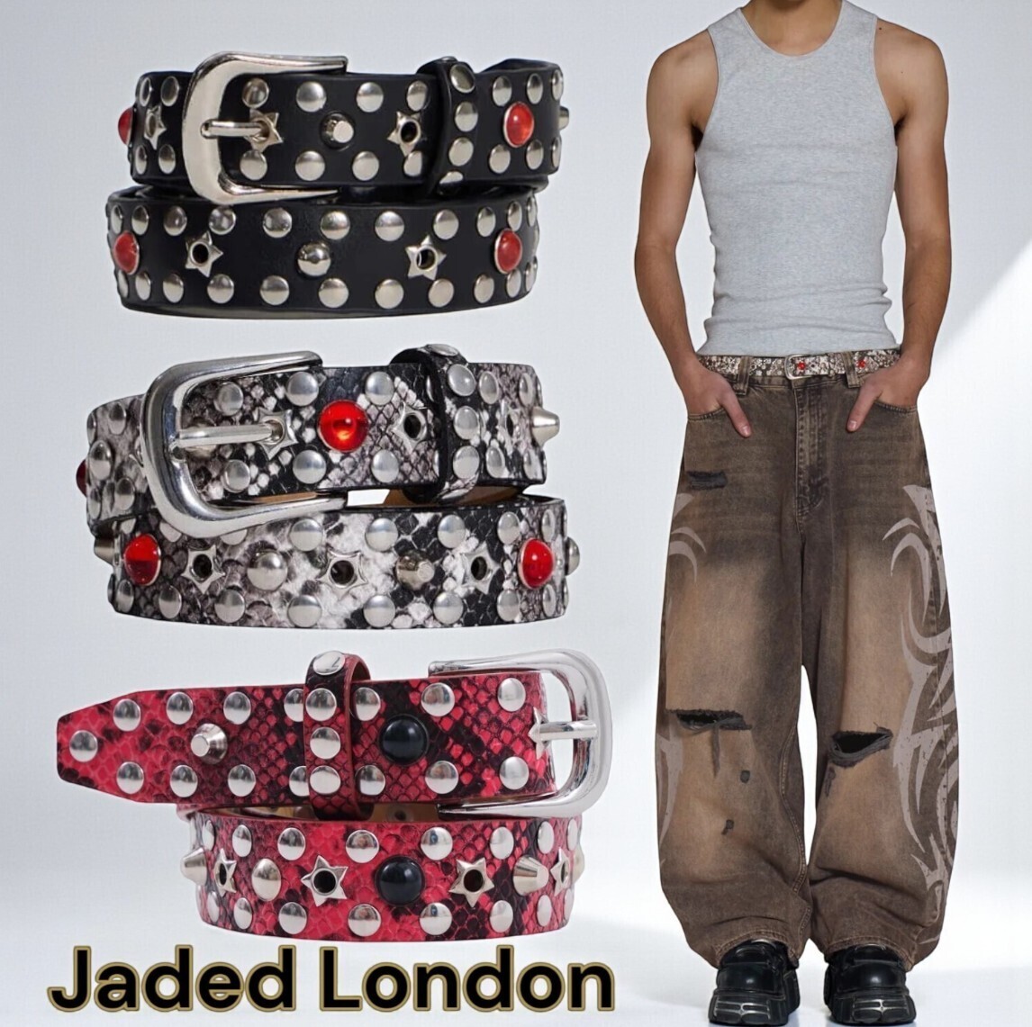 新品】JADED LONDON RED Mamba ベルト 小物 JADED LONDON Mamba Belt