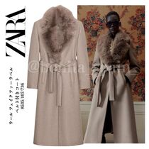 ZARA】ウール フェイクファーラペル ベルト付きコート (ZARA/コート