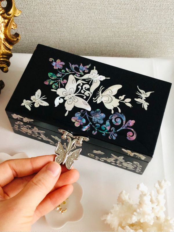 ぽ*た様 らでん 螺鈿細工 小物入れ アクセサリーケース 鏡付き ぽ*た様