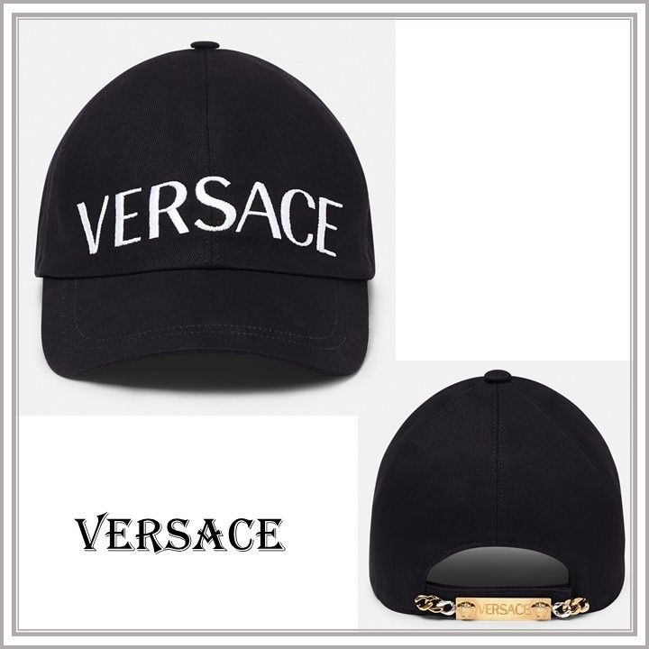 関税込】人気◇VERSACE ヴェルサーチェ◇ロゴ刺繍 キャップ (VERSACE