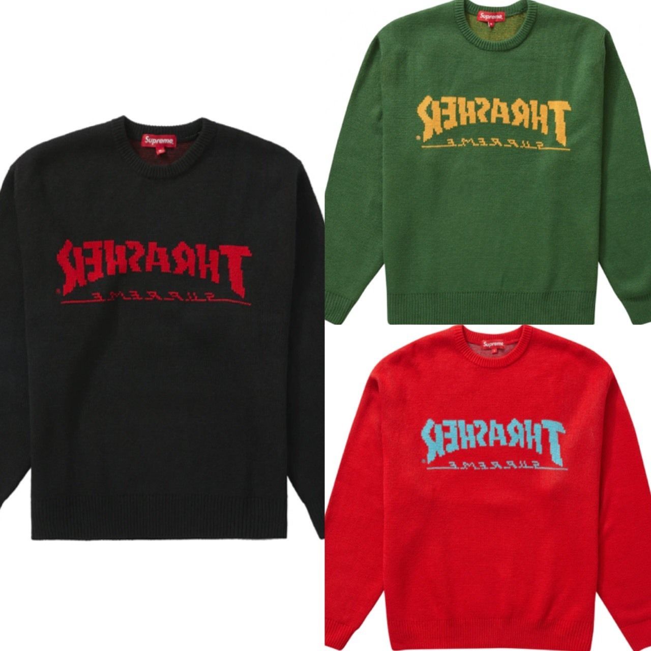 シュプリームxスラッシャー Thrasher☆ロゴセーター☆スケーター