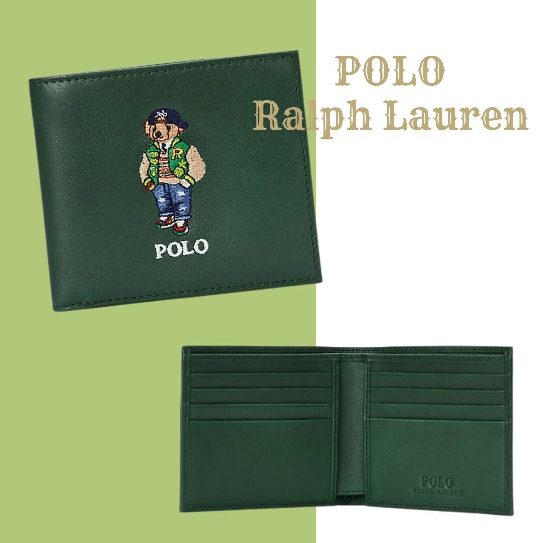 ギフトに【ラルフローレン】ポロベア グリーン レザーウォレット (POLO