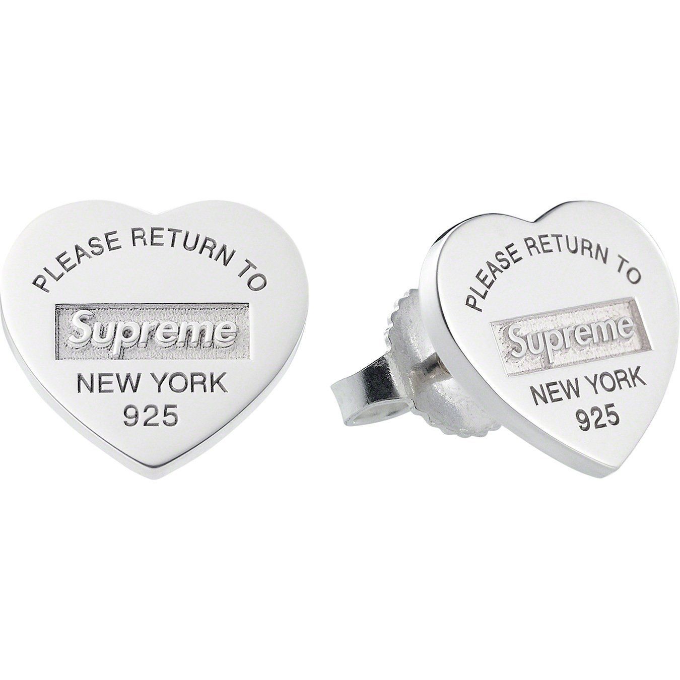 Supreme Tiffany & Co. Heart Tag Stud Earrings ティファニー