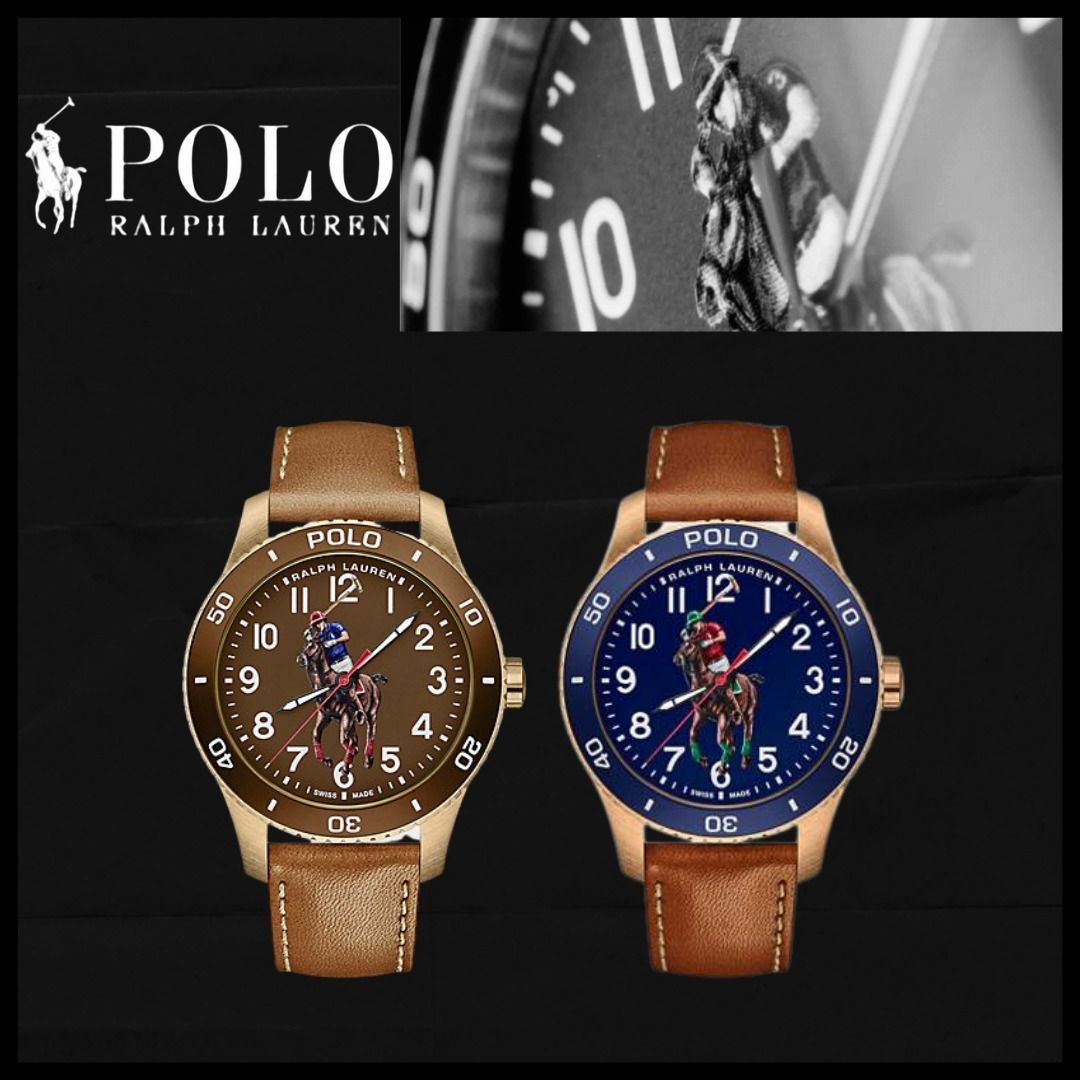 ポロ ラルフローレン】ブロンズ ポロウォッチ ブルー&ブラウン (POLO