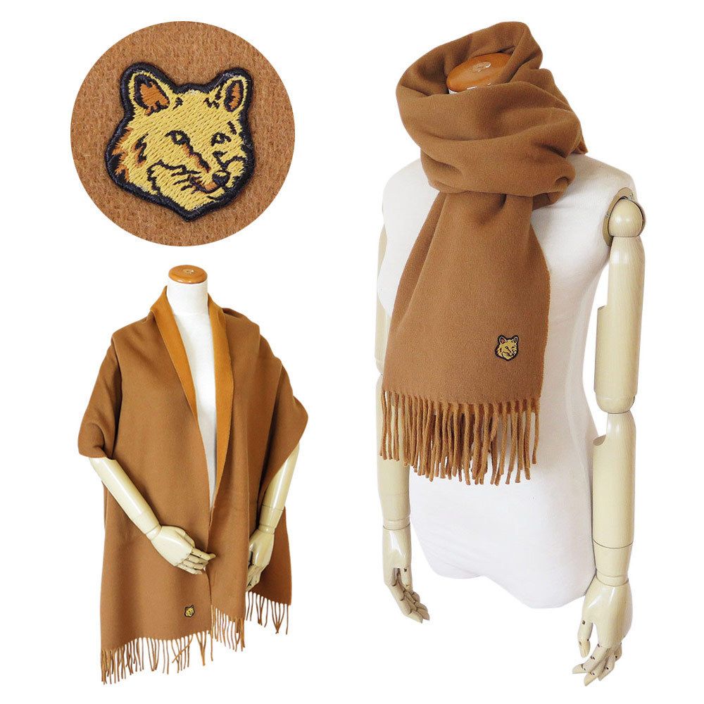 国内発送】メゾンキツネ マフラー FOX HEAD PATCH WOOL SCARF (MAISON