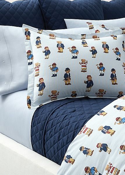 ラルフローレン】 Poloベア ストライプ シーツセット シングル (RALPH