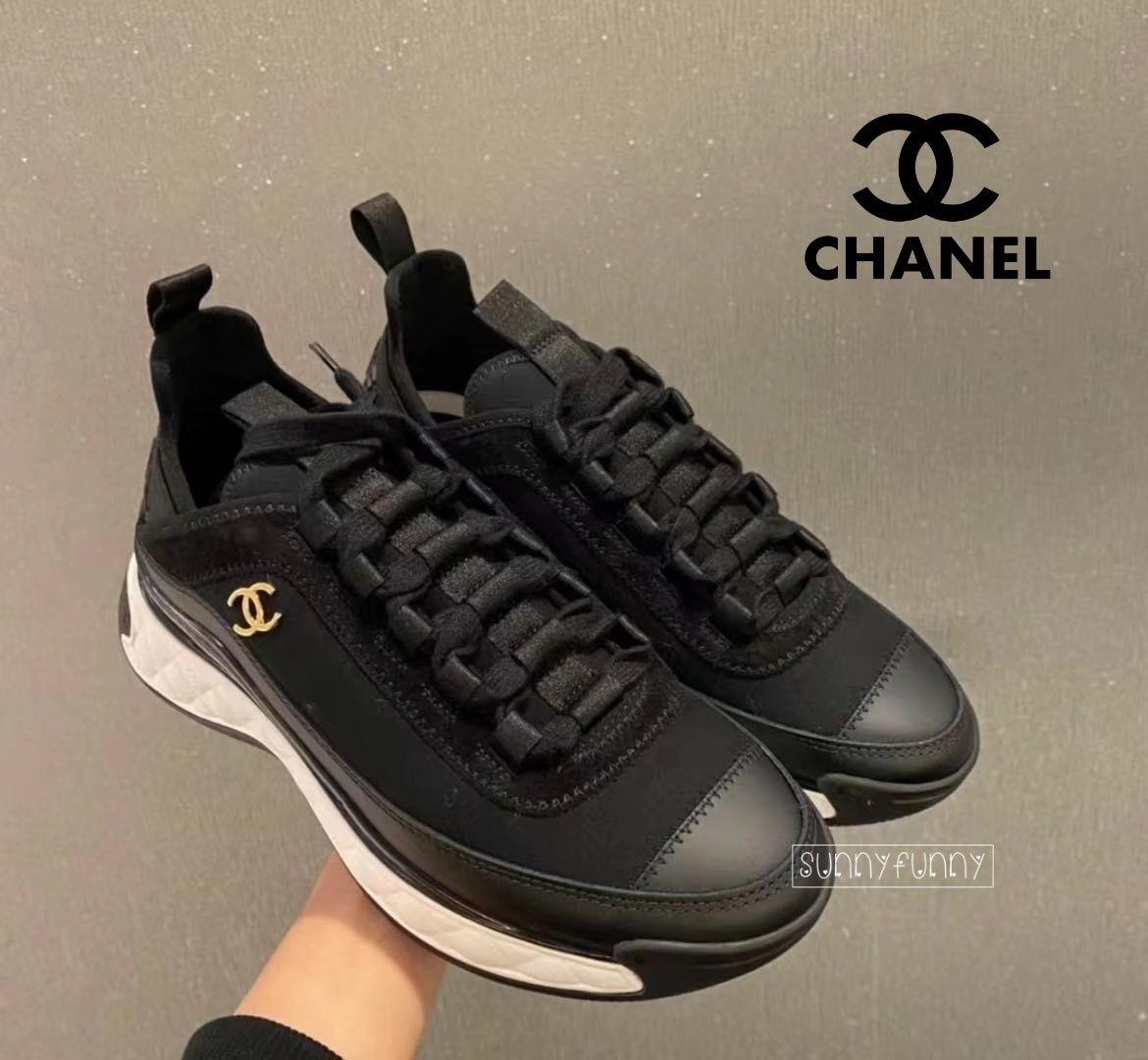 ≪大人気☆≫シャネル ゴールド ココ スニーカー 黒G35617 (CHANEL