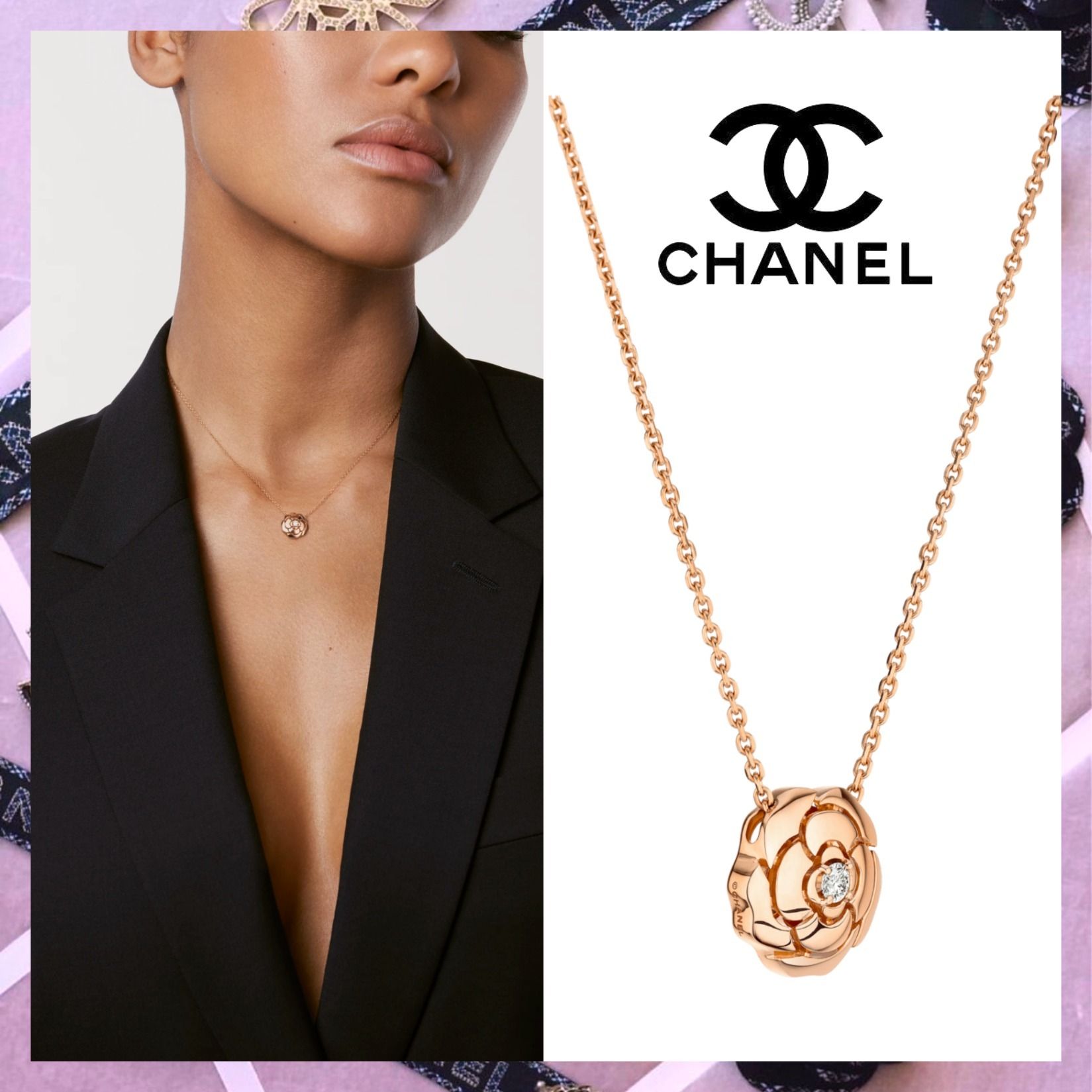 即納！ 【CHANEL シャネル】 カメリア ネックレス 18K 関税込 (CHANEL