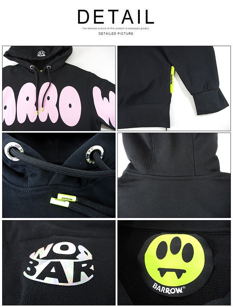 希少 BARROW バロウ プルオーバーフーディBIG LOGO PRINT HOODIE