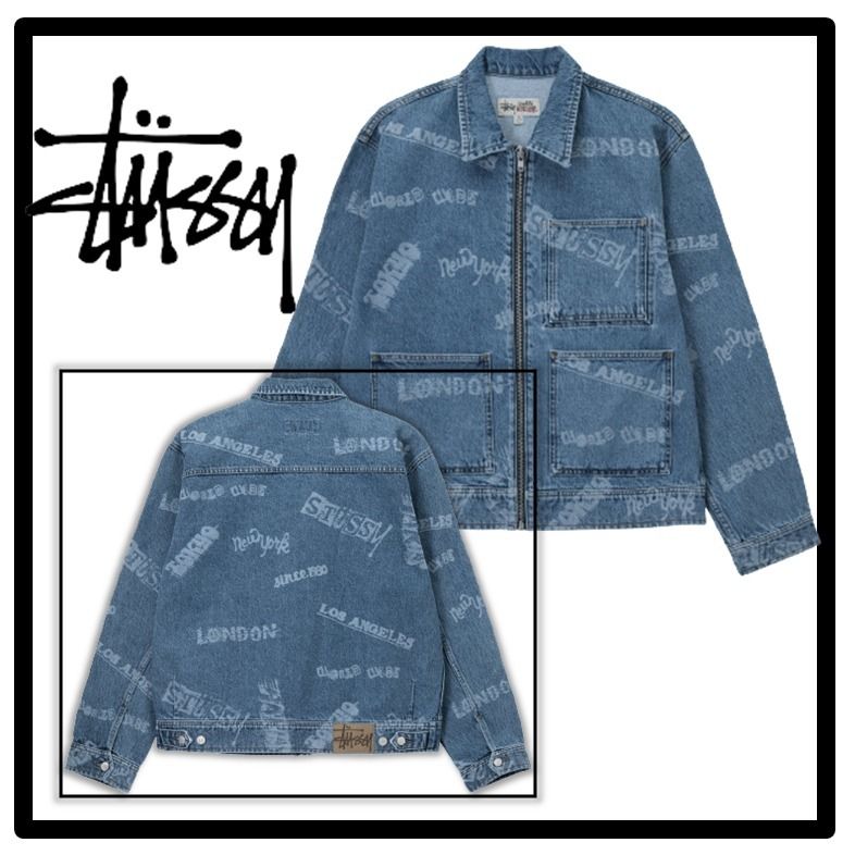☆送料 関税込☆Stussy☆WORLDWIDE ZIP WORK JACKET☆STONE WASH