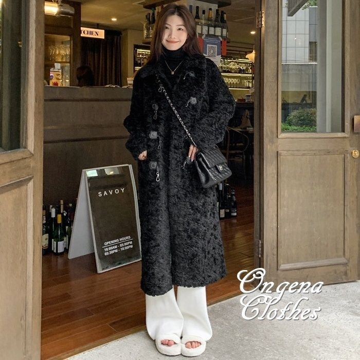 ロング丈 シャギー ニット コート フック きれいめ カジュアル派