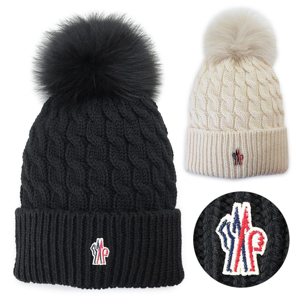 ジ*タ様 モンクレール MONCLER ニット帽・ワッチ ブラック ボーダー ポ