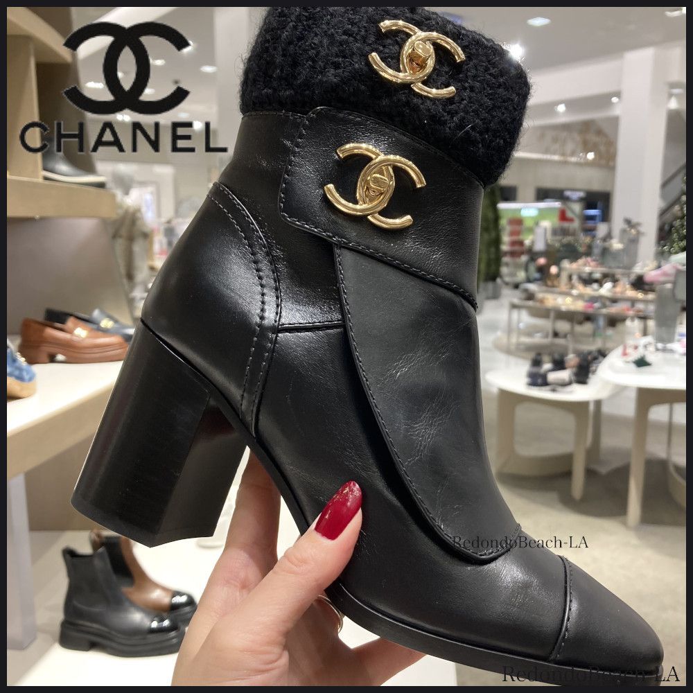 シャネルブーティショートブーツ 送料無料 シャネル CHANEL ショート