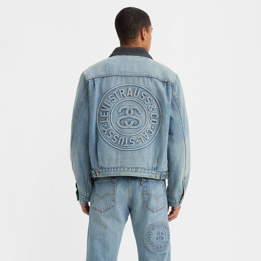 Stussy x Levi's』Embossed Trucker Jacket☆Indigo Wash☆ (STUSSY